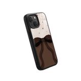 Snacase Apple iPhone 13 Mini ile Uyumlu Kahverengi Kurdele Tasarımlı Glossy Premium Silikon Kılıf