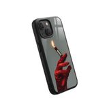 Snacase Apple iPhone 13 Mini ile Uyumlu Ruj Alev Eldiven Tasarımlı Glossy Premium Kılıf, Silikon, Siyah