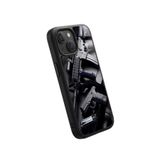 Snacase Apple iPhone 13 Mini ile Uyumlu Saldırı Tüfeği Tasarımlı Glossy Premium Silikon Kılıf, Siyah