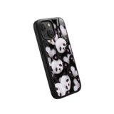 Snacase Apple iPhone 13 Mini ile Uyumlu Sevimli Panda Oyuncak Tasarımlı Glossy Premium Silikon Kılıf, Siyah