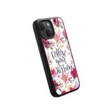 Snacase Apple iPhone 13 Mini ile Uyumlu Suluboya Çiçek Desen Tasarımlı Glossy Premium Silikon Kılıf, Siyah