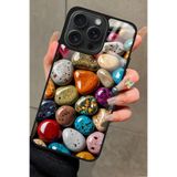 Snacase Apple iPhone 13 Pro ile Uyumlu Renkli Taş Tasarımlı Glossy Premium Kılıf