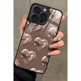 Snacase Apple iPhone 13 Pro Max ile Uyumlu Kahverengi Kalp Tasarımlı Glossy Premium Kılıf