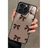 Snacase Apple iPhone 13 Pro Max ile Uyumlu Kahverengi Kurdele Tasarımlı Glossy Premium Kılıf