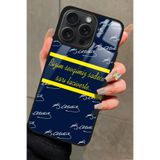 Snacase Apple iPhone 13 Pro Max ile Uyumlu Taraftar Sözü Yazılı Glossy Premium Kılıf, Fenerbahçe, Mavi