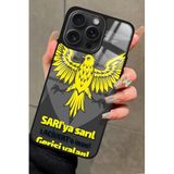 Snacase Apple iPhone 13 Pro Max ile Uyumlu Taraftar Sözü Yazılı Glossy Premium Kılıf, Fenerbahçe, Sarı