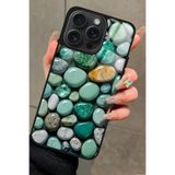 Snacase Apple iPhone 13 Pro Max ile Uyumlu Yeşil Taş Tasarımlı Glossy Premium Kılıf