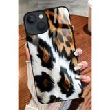Snacase Apple iPhone 13 Uyumlu Kahverengi Leopar Tasarımlı Glossy Premium Kılıf