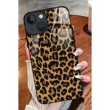 Snacase Apple iPhone 14 ile Uyumlu Kahverengi Leopar Tasarımlı Glossy Premium Kılıf