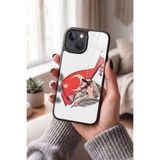 Snacase Apple iPhone 14 ile Uyumlu Türk Bayrağı Tasarımlı Glossy Premium Silikon Kılıf, Siyah