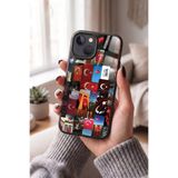 Snacase Apple iPhone 14 Plus ile Uyumlu Türk Bayrağı Tasarımlı Glossy Premium Silikon Kılıf, Siyah AppleiPhone14Plus_1329