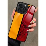 Snacase Apple iPhone 14 Pro ile Uyumlu Aslan Tasarımlı Glossy Premium Kılıf, Galatasaray, Kırmızı-Sarı