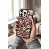 Snacase Apple iPhone 14 Pro ile Uyumlu, Pembe Çiçek Desenleri, Glossy Premium Silikon Kılıf