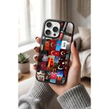 Snacase Apple iPhone 14 Pro Max ile Uyumlu Türk Bayrağı Tasarımlı Glossy Premium Silikon Kılıf, Siyah