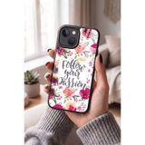 Snacase Apple iPhone 15 Plus ile Uyumlu Suluboya Çiçek Desen Tasarımlı Glossy Premium Silikon Kılıf, Siyah