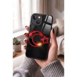 Snacase Apple iPhone 15 Plus ile Uyumlu Türk Bayrağı Tasarımlı Glossy Premium Silikon Kılıf, Siyah AppleiPhone15Plus_305