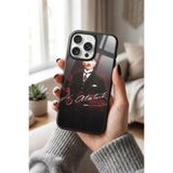 Snacase Apple iPhone 15 Pro ile Uyumlu Atatürk Resmi Tasarımlı Glossy Premium Kılıf, Silikon, Siyah