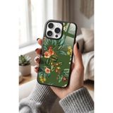 Snacase Apple iPhone 15 Pro ile Uyumlu Çiçek Desenleri Tasarımlı Glossy Premium Silikon Kılıf, Siyah