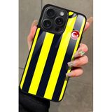 Snacase Apple iPhone 15 Pro ile Uyumlu Futbol Takımı Tasarımlı Glossy Premium Kılıf, Fenerbahçe, Sarı-Siyah