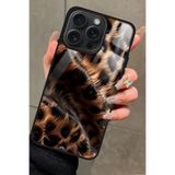 Snacase Apple iPhone 15 Pro ile Uyumlu Kahverengi Leopar Tasarımlı Glossy Premium Kılıf
