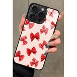 Snacase Apple iPhone 15 Pro ile Uyumlu Kırmızı Kurdele Tasarımlı Glossy Premium Kılıf