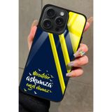 Snacase Apple iPhone 15 Pro ile Uyumlu Taraftar Sözü Yazılı Glossy Premium Kılıf, Fenerbahçe, Sarı-Lacivert
