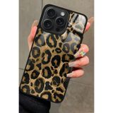 Snacase Apple iPhone 15 Pro Max ile Uyumlu Kahverengi Leopar Tasarımlı Glossy Premium Kılıf