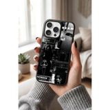 Snacase Apple iPhone 15 Pro Max ile Uyumlu Korku Maskesi Tasarımlı Glossy Premium Silikon Kılıf, Siyah