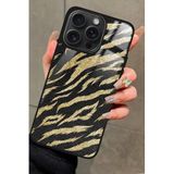 Snacase Apple iPhone 16 Pro Max ile Uyumlu Kahverengi Zebra Tasarımlı Glossy Premium Kılıf