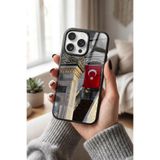 Snacase Apple iPhone 16 Pro Max ile Uyumlu Türk Bayrağı Tasarımlı Glossy Premium Silikon Kılıf, Siyah iPhone16ProMax_1334