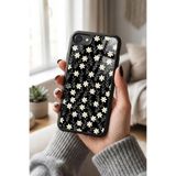 Snacase Apple iPhone 7 ile Uyumlu Çiçek Deseni Tasarımlı Glossy Premium Kılıf, Silikon, Siyah iPhone 7 - CICEK-2