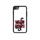 Snacase Apple iPhone 7 ile Uyumlu Küçük Çiçekler Tasarımlı Glossy Premium Silikon Kılıf, Siyah iPhone7_439
