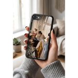 Snacase Apple iPhone 7 ile Uyumlu Vintage Elbise Tasarımlı Glossy Silikon Kılıf, Siyah