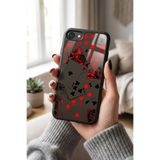 Snacase Apple iPhone 8 ile Uyumlu İskambil Kağıtları Tasarımlı Glossy Premium Silikon Kılıf, Siyah