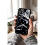 Snacase Apple iPhone 8 ile Uyumlu Saldırı Tüfeği Tasarımlı Glossy Premium Silikon Kılıf, Siyah