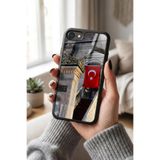 Snacase Apple iPhone 8 ile Uyumlu Türk Bayrağı Tasarımlı Glossy Premium Silikon Kılıf, Siyah iPhone 8 - TURK-2