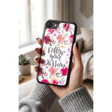 Snacase Apple iPhone SE ile Uyumlu Suluboya Çiçek Desen Tasarımlı Glossy Premium Silikon Kılıf, Siyah