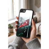 Snacase Apple iPhone SE ile Uyumlu Türk Bayrağı Tasarımlı Glossy Premium Silikon Kılıf, Siyah iPhone8SE_1328