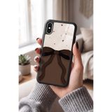 Snacase Apple iPhone X ile Uyumlu Kahverengi Kurdele Tasarımlı Glossy Premium Kılıf, Silikon