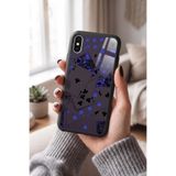 Snacase Apple iPhone Xs ile Uyumlu İskambil Kağıdı Tasarımlı Glossy Premium Silikon Kılıf, Siyah