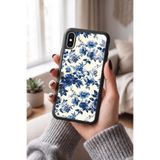 Snacase Apple iPhone Xs Max ile Uyumlu Mavi Çiçek Deseni Tasarımlı Silikon Kılıf