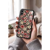 Snacase Apple iPhone Xs Max ile Uyumlu Pembe Çiçek Desenleri Tasarımlı Glossy Silikon Kılıf