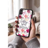 Snacase Apple iPhone Xs Max ile Uyumlu Suluboya Çiçek Desen Tasarımlı Glossy Premium Silikon Kılıf, Siyah