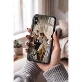 Snacase Apple iPhone Xs Max ile Uyumlu Vintage Elbise Tasarımlı Glossy Premium Kılıf, Siyah, Silikon