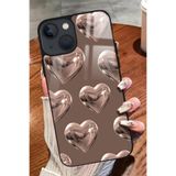 Snacase iPhone 14 Plus ile Uyumlu Darbeye Dayanıklı Kahverengi Kalp Tasarımlı Glossy Premium Kılıf