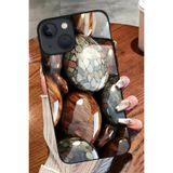 Snacase iPhone 14 Plus ile Uyumlu Darbeye Dayanıklı Kahverengi Taş Tasarımlı Glossy Premium Kılıf