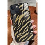 Snacase iPhone 14 Plus ile Uyumlu Darbeye Dayanıklı Zebra Tasarımlı Glossy Premium Kılıf, Kahverengi
