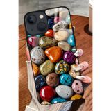 Snacase iPhone 14 Plus Uyumlu Darbeye Dayanıklı Renkli Taş Tasarımlı Glossy Premium Kılıf, Renkli Taş