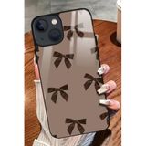 Snacase iPhone 15 Plus ile Uyumlu Darbeye Dayanıklı Kahverengi Kurdele Tasarımlı Glossy Premium Kılıf
