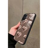 Snacase iPhone 16 Plus ile Uyumlu Kahverengi Kalp Tasarımlı Glossy Premium Kılıf